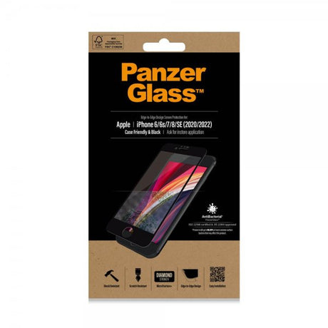 PanzerGlass iPhone 6/6S/7/8/SE Skärmskydd Case Friendly Svart