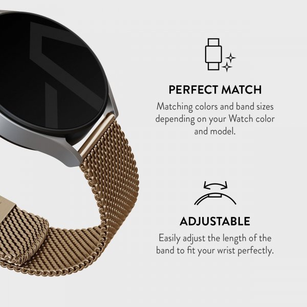 Burga Samsung Galaxy Watch 22mm Armband Mesh Elegance Guld
