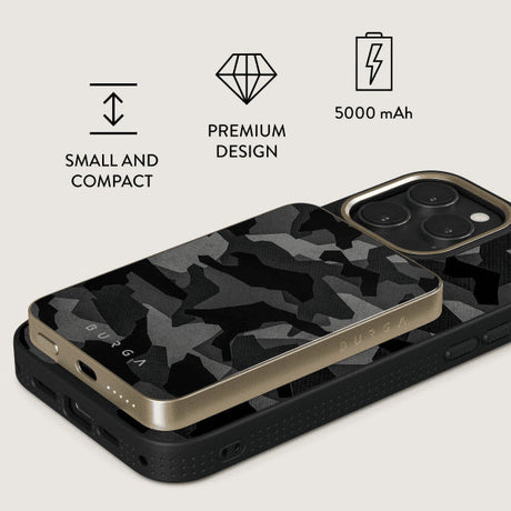 Burga Powerbank MagSafe 5000 mAh Night Black Camo Guld