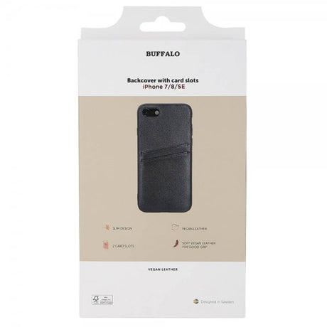 Buffalo iPhone 7/8/SE Skal Backcover with Card Slots Svart