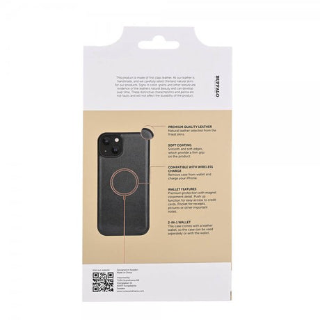 Buffalo iPhone 15 Plus Fodral 3 Kortfack Löstagbart Skal MagSeries Svart