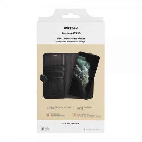 Buffalo Samsung Galaxy A55 Fodral 2-in-1 Detachable Wallet Svart