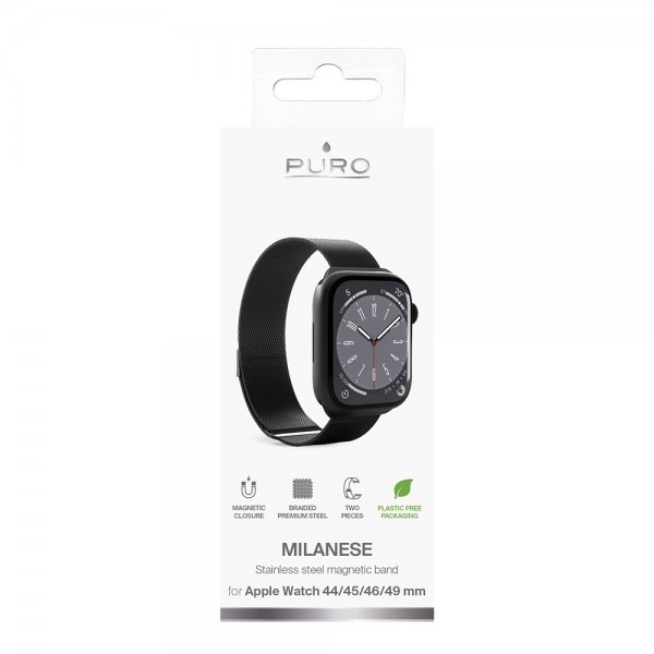 Puro Apple Watch 44/45/46mm/Apple Watch Ultra Armband Milanese Svart