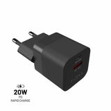 Fixed Laddare Mini PD Travel Charger USB-C & USB-A 20W Svart