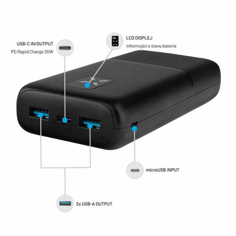 Fixed Powerbank Zen 20 20W 20 000 mAh USB-C 2xUSB-A Svart