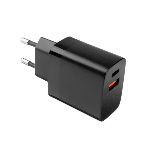 Fixed Laddare med USB-C Kabel 1m 2xUSB-A 17W Svart