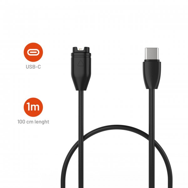 Fixed Laddare Garmin Smartwatch USB-C 1m Svart