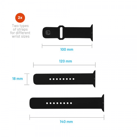 Fixed Apple Watch 44/45/46mm Armband Silicone Sporty Strap Svart