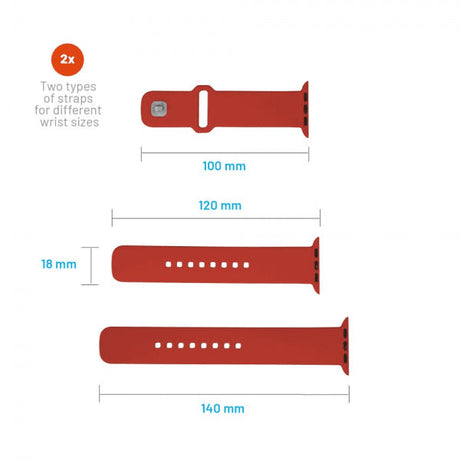 Fixed Apple Watch 44/45/46mm Armband Silicone Sporty Strap Röd