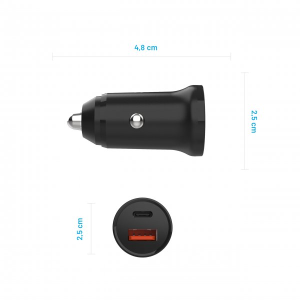 Fixed Billaddare USB-C/USB-A 20W