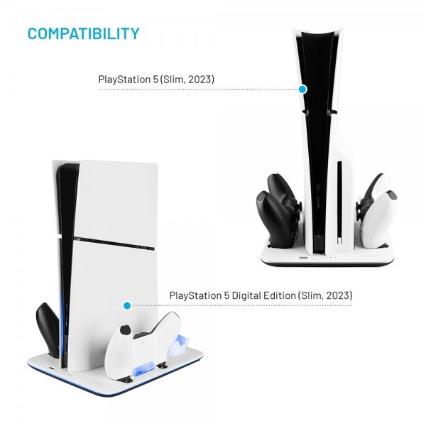 Fixed Multifunktionell PS5 Slim kyl-/laddstation