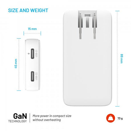 Fixed Reseladdare Slim Traveller 2xUSB-C 45W
