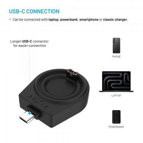 Fixed Laddare Garmin Watch USB-C Svart
