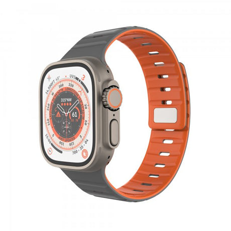 Fixed Apple Watch 42/44/45/46mm Armband Silicone Magnetic Strap Grå