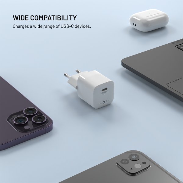 Fixed Laddare Mini PD 20W USB-C Vit