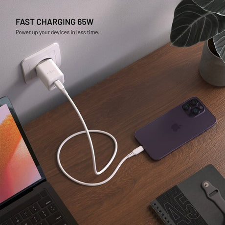 Fixed Laddare Mini PD 65W GaN USB-A & USB-C