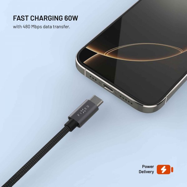 Fixed USB-C Kabel med Smartwatch-laddning 1.5m Svart
