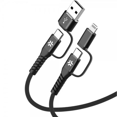 Celly Kabel 4 in 1 USB-C/USB-A/Lightning Cable 60W 2m