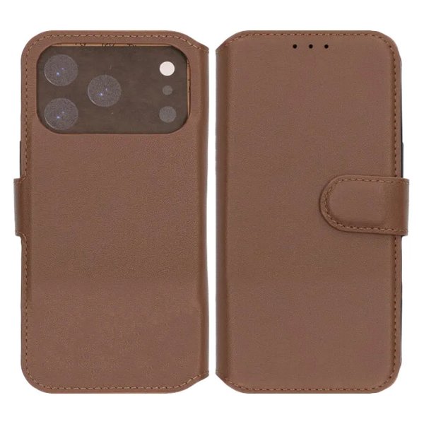 Rvelon iPhone 17 Pro Fodral Äkta Läder Brun