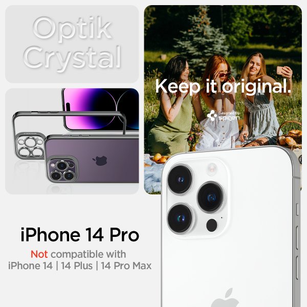 Spigen iPhone 14 Pro Skal Optik Crystal Chrome Gray