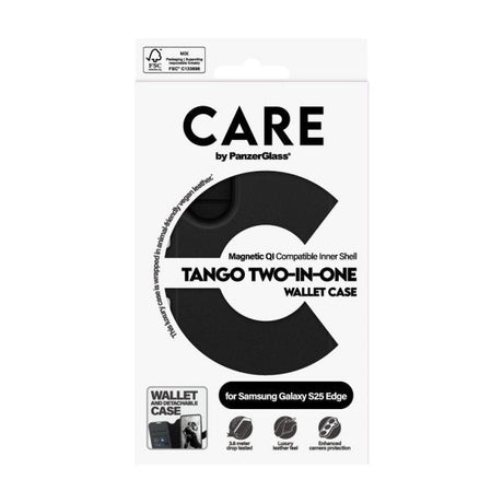 CARE by PanzerGlass Samsung Galaxy S25 Edge Fodral Tango Two-in-One Wallet MagSafe Svart