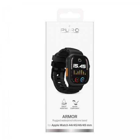 Puro Apple Watch 44/45/46/Ultra 49mm Armband Armor Svart