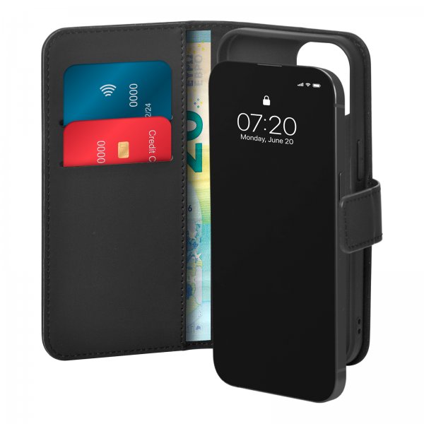 Puro iPhone 15 Fodral Wallet Stand Svart