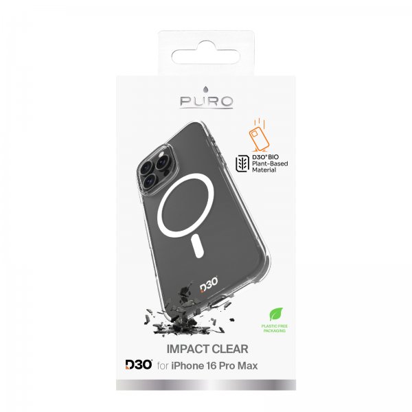 Puro iPhone 16 Pro Max Skal Impact Clear D3O MagSafe Transparent