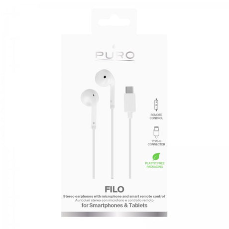 Puro Trådade Hörlurar Filo USB-C Vit