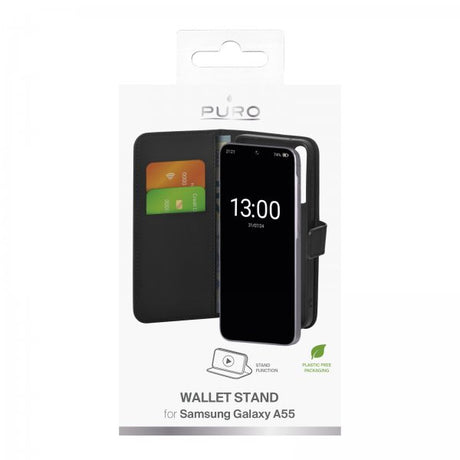 Puro Samsung Galaxy A55 Fodral Wallet Stand Svart
