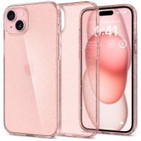- iPhone 15 Plus - Skal - Liquid Crystal Glitter - Rose Quartz