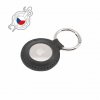 - AirTag - Hållare - Real Leather Keychain Case - Svart