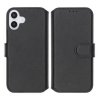 - iPhone 16 - Fodral - Äkta läder Kortfack - Svart