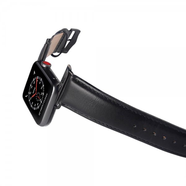 - Apple Watch 44/45/46mm/Apple Watch Ultra - Armband - Äkta Läder - Svart
