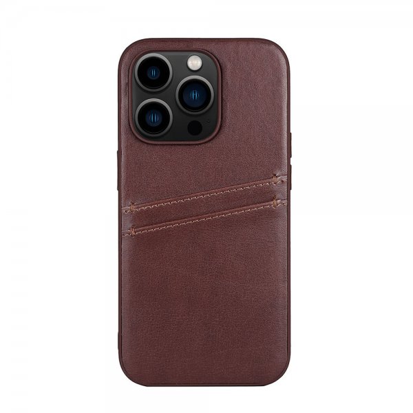 - iPhone 14 Pro - Skal - Backcover with Card Slots - Brun
