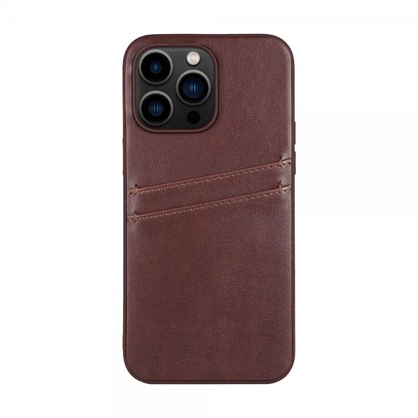 - iPhone 14 Pro Max - Skal - Backcover with Card Slots - Brun