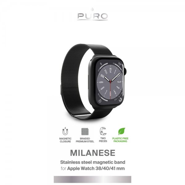 - Apple Watch 38/40/41/42mm - Armband - Svart - Milanese