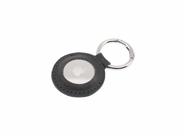 - AirTag - Hållare - Real Leather Keychain Case - Svart