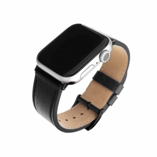 - Apple Watch 44/45/46mm/Apple Watch Ultra - Armband - Leather Strap - Svart
