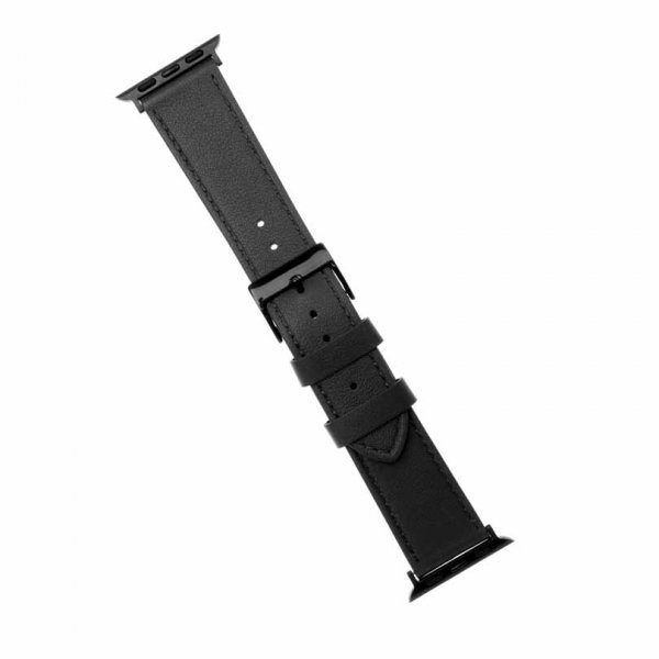 - Apple Watch 44/45/46mm/Apple Watch Ultra - Armband - Leather Strap - Svart