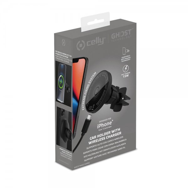 - Bilhållare - Car Holder with Wireless Charger 15W MagSafe