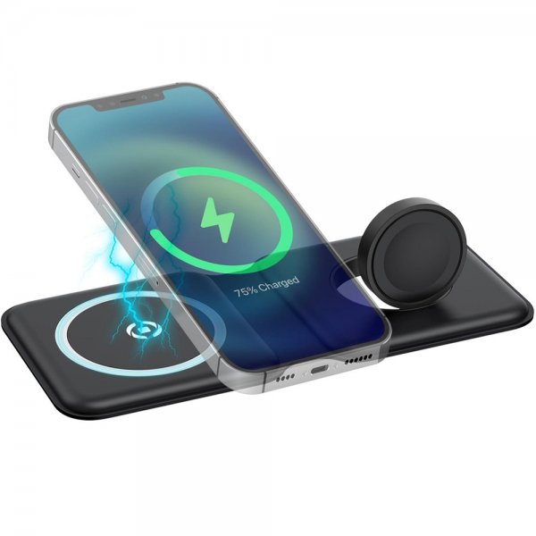 - Trådlös Laddare - 2 in 1 Foldable Wireless Charger 15W MagSafe