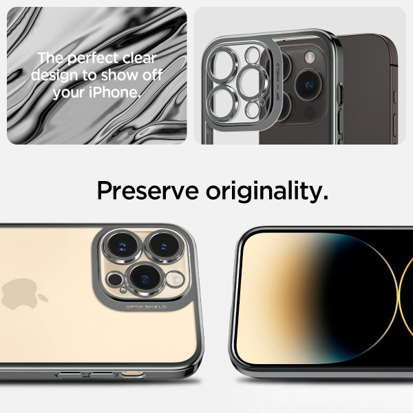 - iPhone 14 Pro Max - Skal - Optik Crystal - Chrome Gray