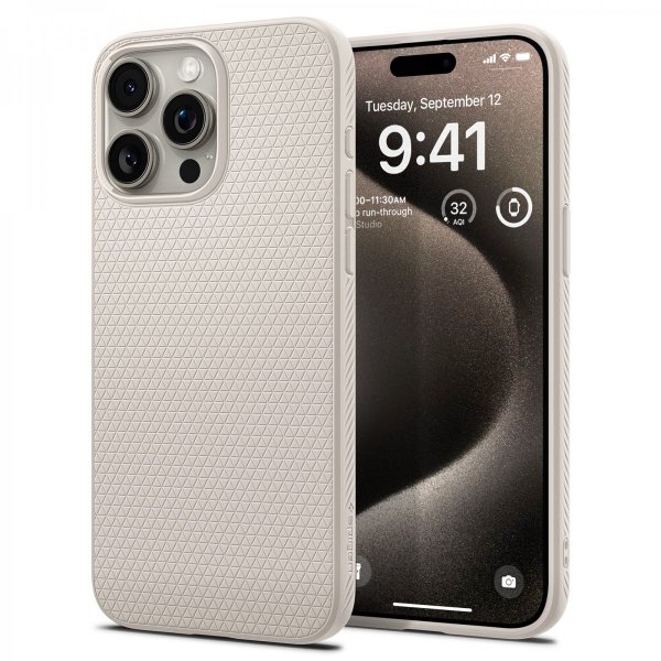 - iPhone 15 Pro Max - Skal - Liquid Air - Natural Titanium