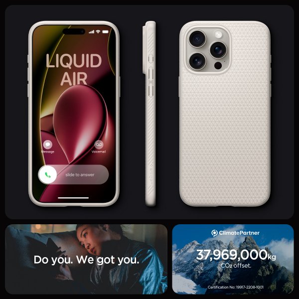 - iPhone 15 Pro Max - Skal - Liquid Air - Natural Titanium