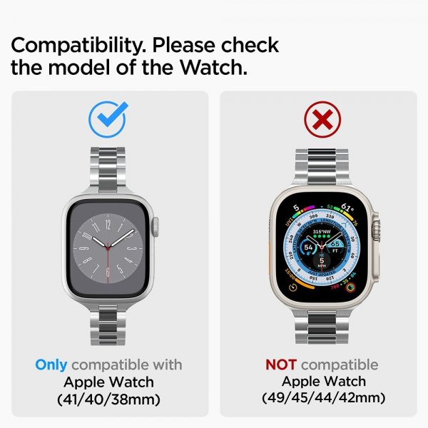 - Apple Watch 38/40/41/42mm - Armband - Modern Fit 316L - Silver