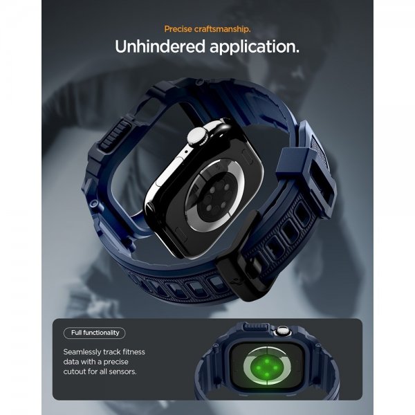 - Apple Watch 42mm (Series 10/11) - Armband & Skal - Rugged Armor Pro 2 - Navy Blue