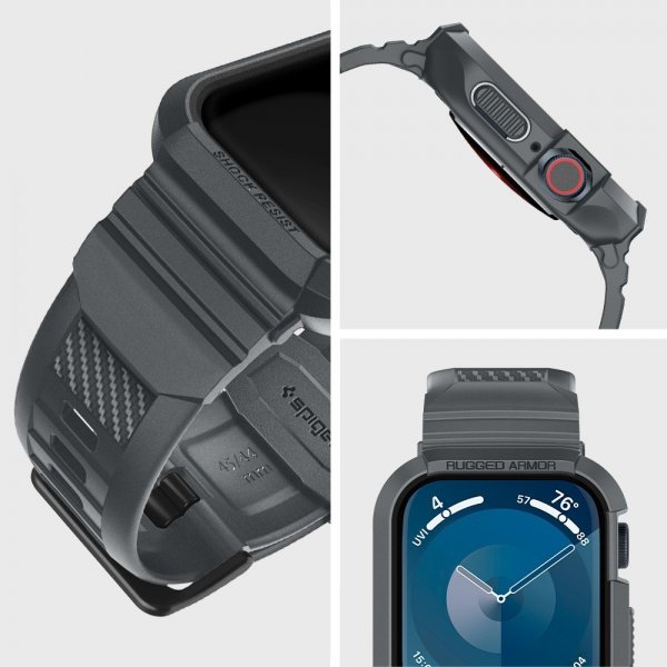 - Apple Watch 44/45mm - Armband & Skal - Rugged Armor Pro - Dark Gray