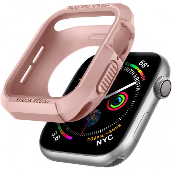 - Apple Watch 44mm/Apple Watch 45mm - Skal - Rugged Armor - Roseguld