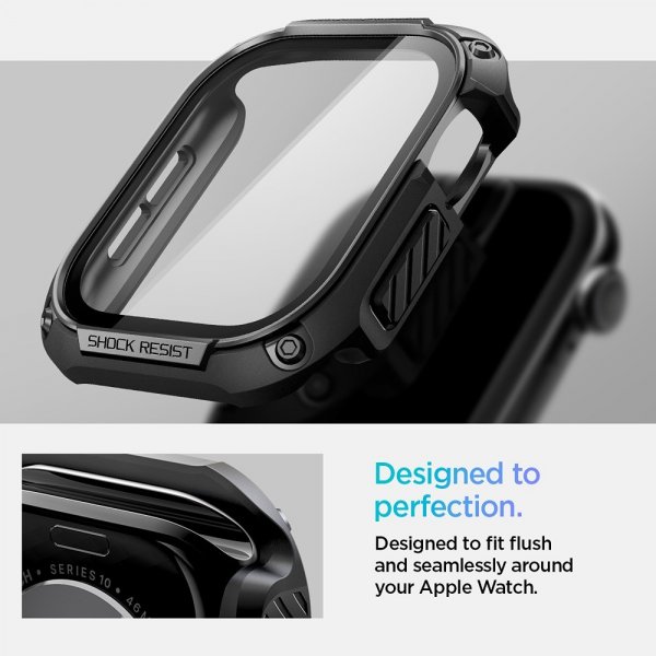- Apple Watch 46mm (Series 10/11) - Skal & Skärmskydd - Tough Armor - Svart